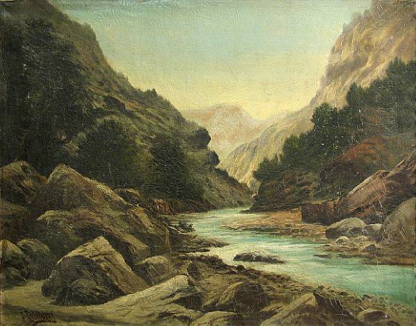 Appraisal: John Englehart American - A river in a mountainous landscape