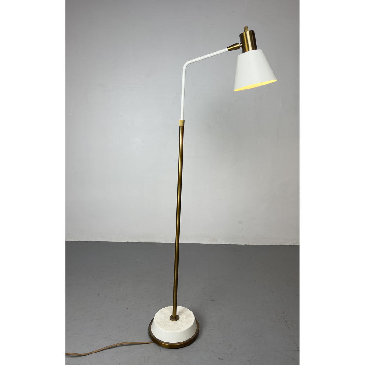 Appraisal: Brass and Enameled Angled Arm Floor Lamp Contemporary Dimensions H