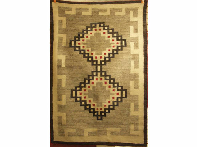 Appraisal: Navajo textile weaving X all naturals with aniline red dyed