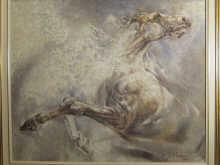 Appraisal: A large dramatic study of a horse watercolour unascribed signature