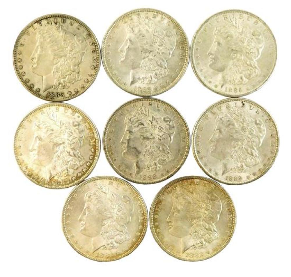 Appraisal: COINS Lot of common date Morgan silver dollars almost uncirculated