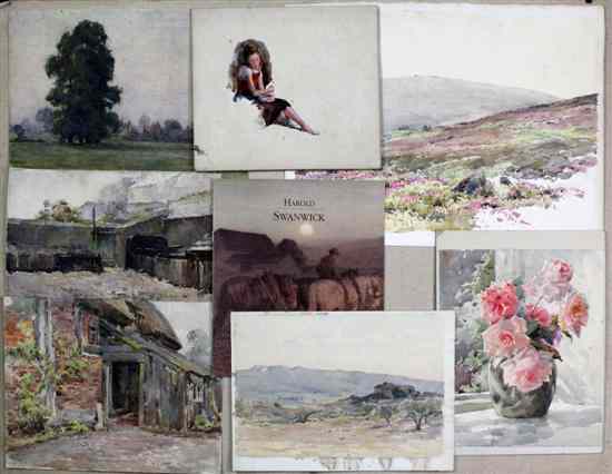 Appraisal: Harold Swanwick - seven watercolours Landscapes still life and figure