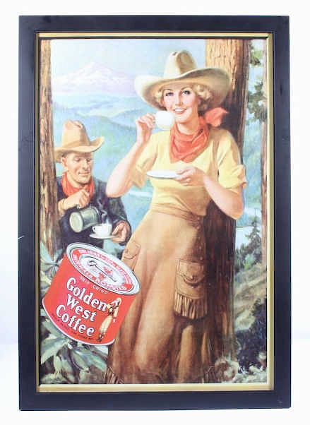 Appraisal: Golden West Coffee Cowgirl Advertising Poster Included in this lot