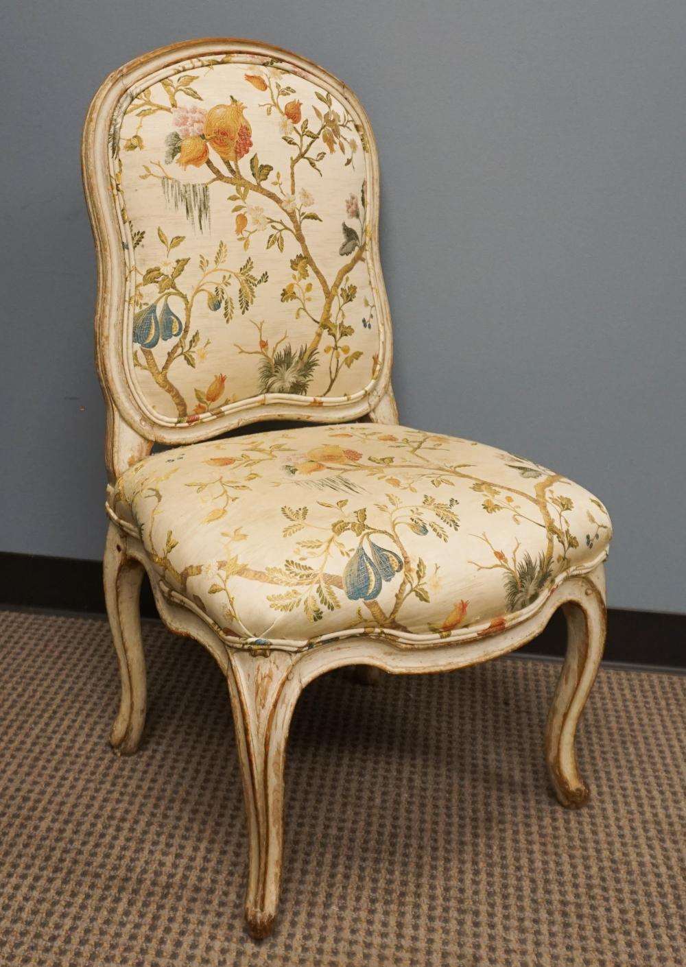 Appraisal: LOUIS XV PAINTED BEECHWOOD CHAISELouis XV Painted Beechwood Chaise As