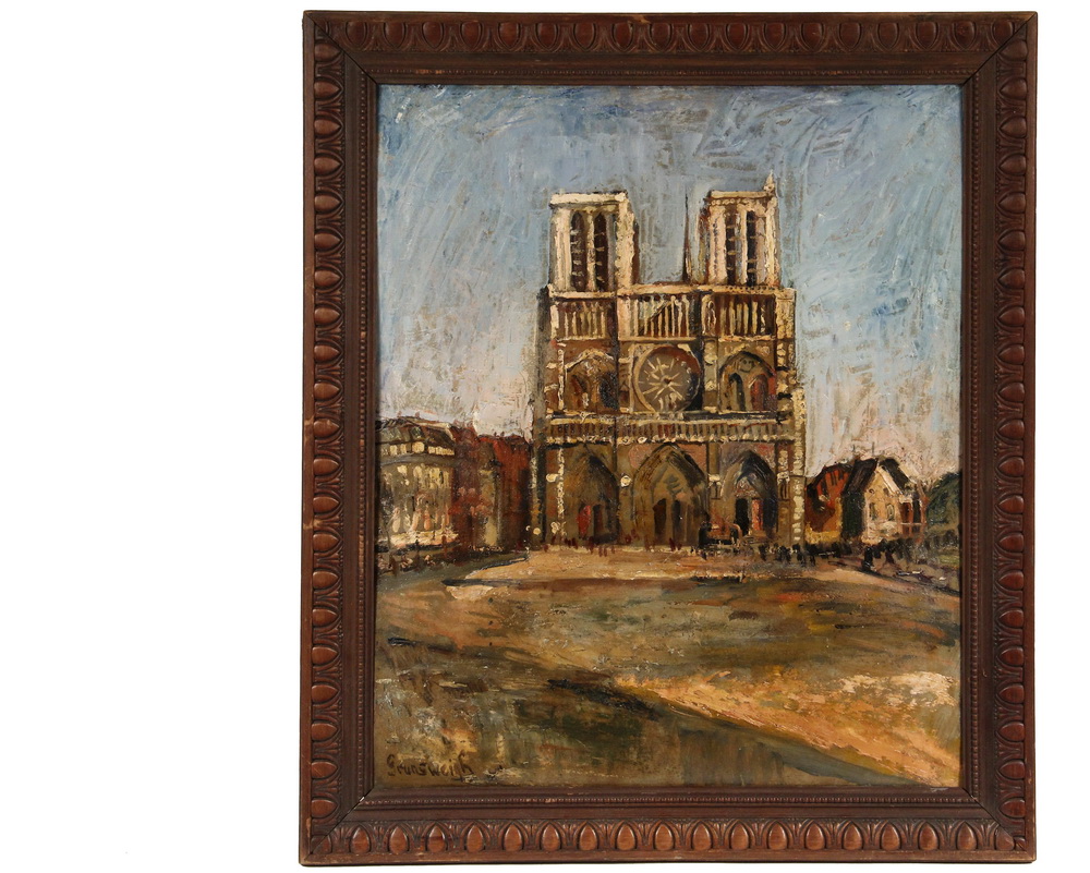 Appraisal: NATHAN GRUNSWEIGH Poland France - - Notre Dame oil on