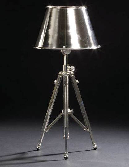 Appraisal: Attractive French Adjustable Tripodal Chromium Desk Lamp the shade also