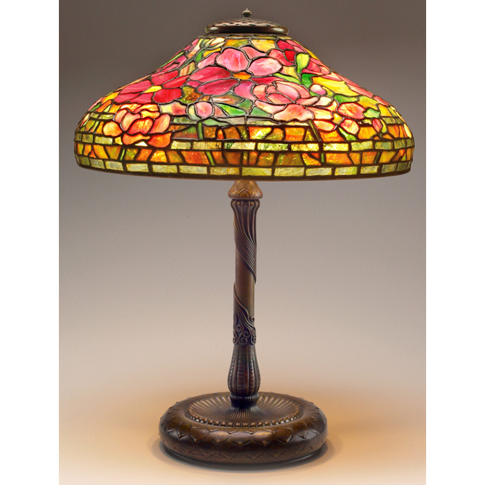 Appraisal: Fine and important Tiffany Studios table lamp bronze base with