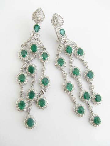 Appraisal: Stunning pair of K white gold chandelier earrings containing twenty-two