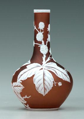 Appraisal: Webb cameo vase white berry decoration on orange brown ground