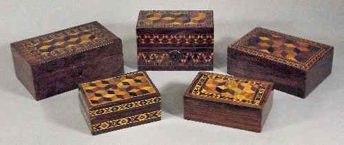 Appraisal: A Victorian rosewood and Tunbridge ware rectangular scent casket the