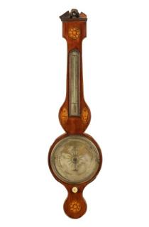 Appraisal: English Regency Mahogany Cased Wheel Barometer John Leone English th