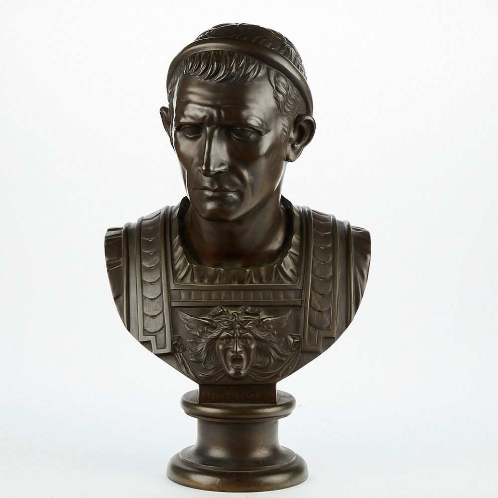 Appraisal: French Bronze Bust of Julius Caesar French bronze bust of