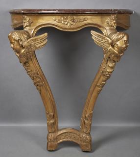 Appraisal: French Louis XV Style Gilt and Gesso Oak Console T