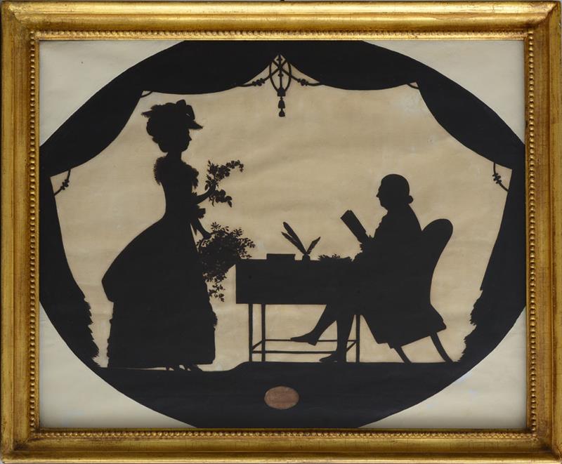 Appraisal: ATTRIBUTED TO FRANCIS TOROND SILHOUETTE CONVERSATION GROUP Ink and black