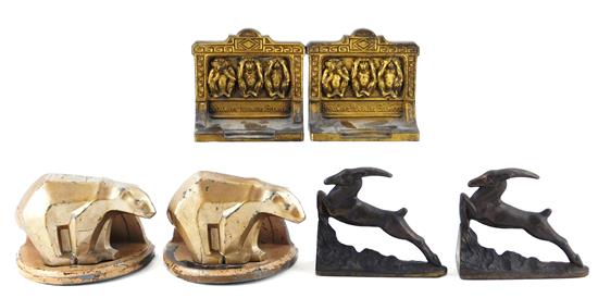 Appraisal: Three pairs of animal themed bookends cast metal Bradley and