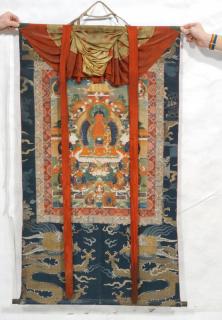 Appraisal: THANGKA Silk Fabric Hand Painted Asian Ceremoni THANGKA Silk Fabric