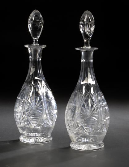 Appraisal: Tall Pair of English Brilliant-Cut Glass Decanters first quarter th