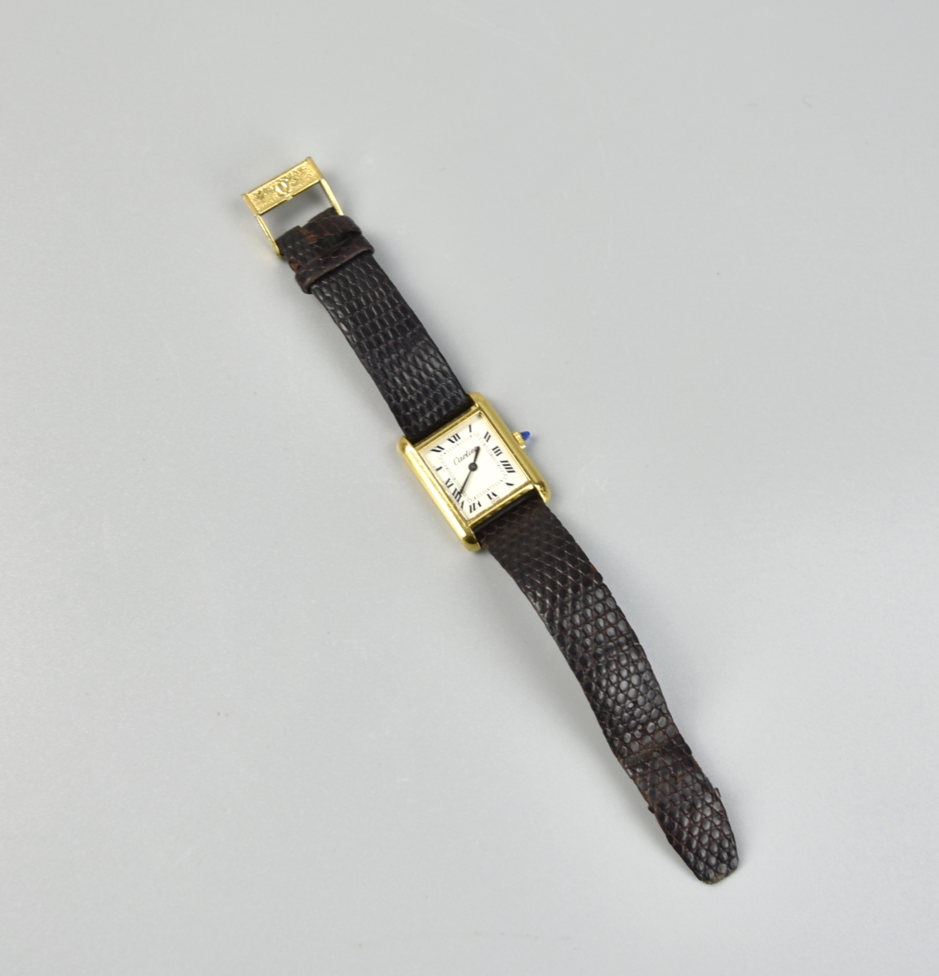 Appraisal: CARTIER K CARAT GOLD WOMEN WATCH a rectangular shaped watch