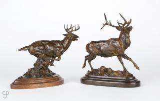 Appraisal: Two elk bronzes Richard Loffler and Tim Shinabarger The first