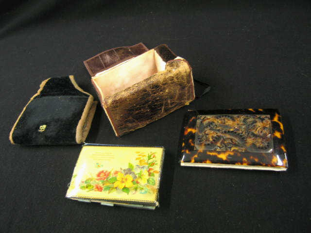 Appraisal: Victorian Sewing Needle Cases one with carved tortoiseshell dragon scene