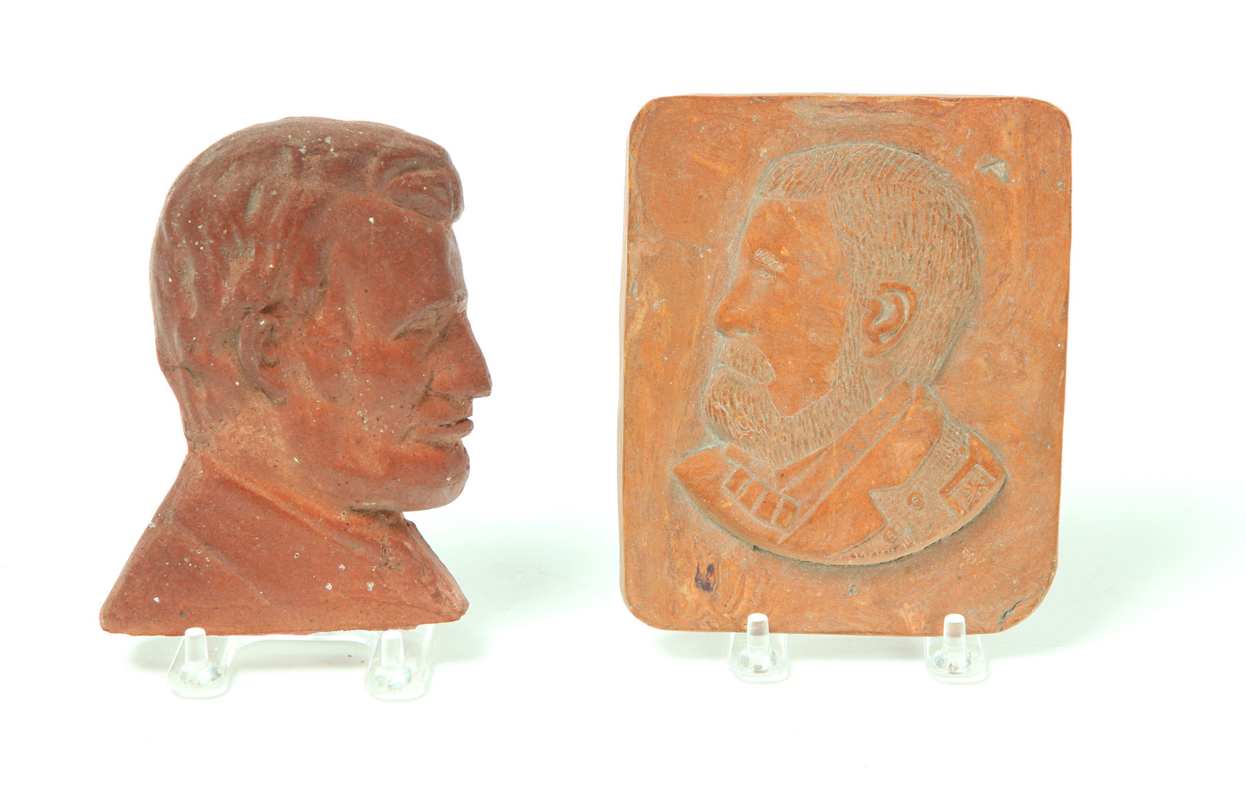 Appraisal: TWO SEWERTILE PRESIDENTIAL PORTRAIT PLAQUES Ohio early th century Relief