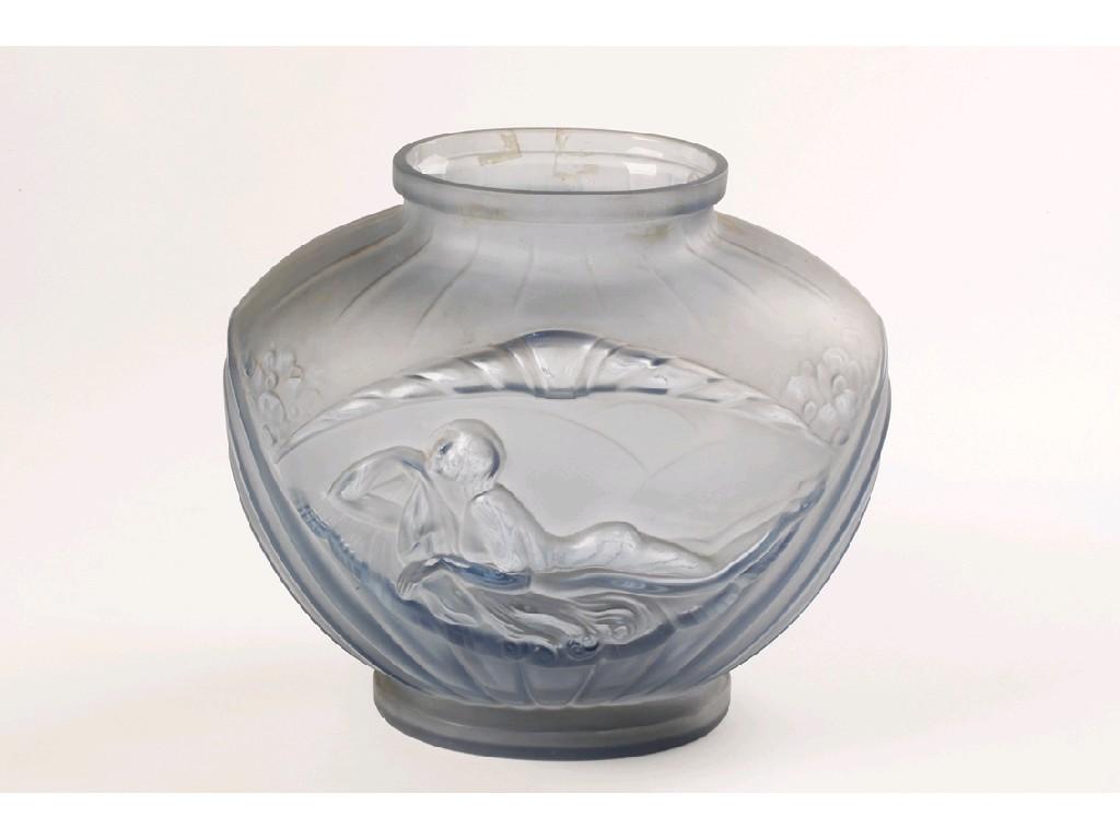 Appraisal: A LALIQUE STYLE ART DECO VASE the pale blue vase