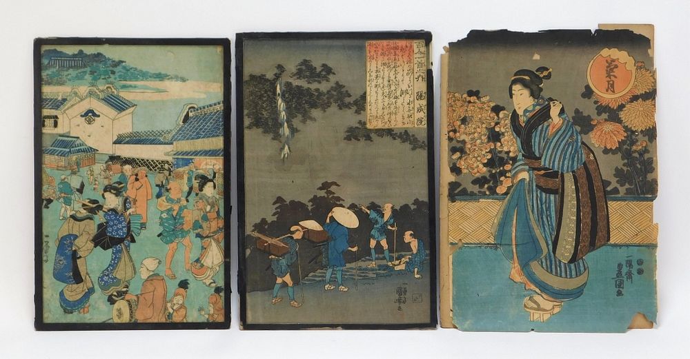 Appraisal: Kuniyoshi Utagawa Genre Scene Woodblock Prints Kuniyoshi Utagawa Japan -