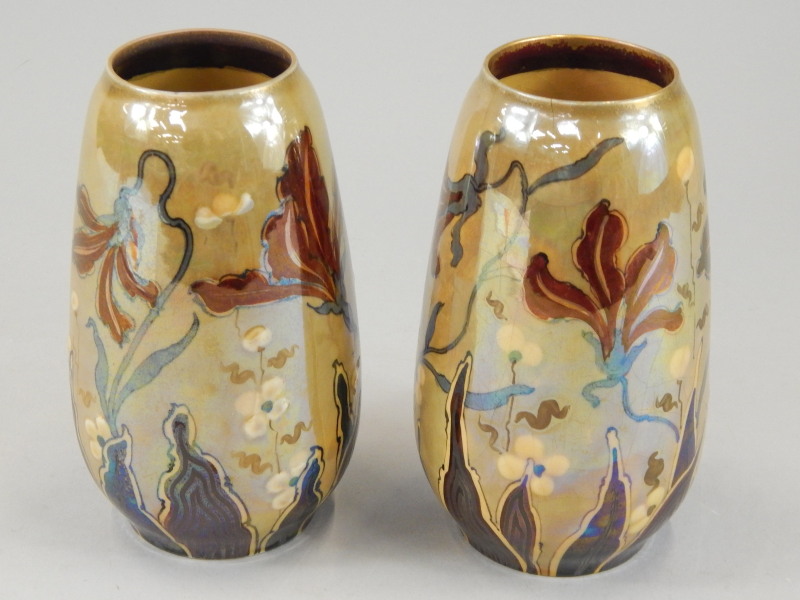 Appraisal: A pair of Royal Vienna Art Nouveau vases each decorated