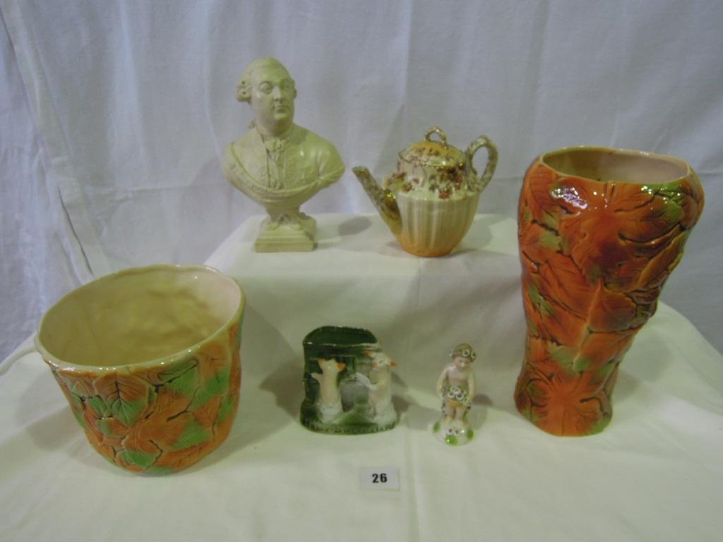 Appraisal: A collection of ceramics including a Sylvac vase with leaf