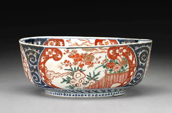 Appraisal: An Imari porcelain low bowl Taisho Showa Period With garden