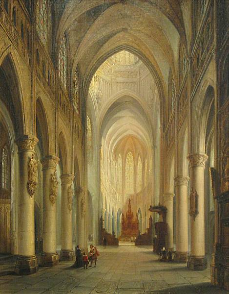 Appraisal: Jan Baptiste Tetar van Elven Dutch - A cathedral interior