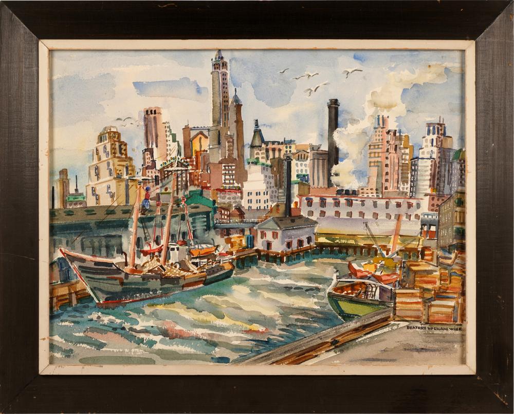 Appraisal: BEATRICE VORHAUS WISE DOCKED BOATSwatercolor on paper signed lower right