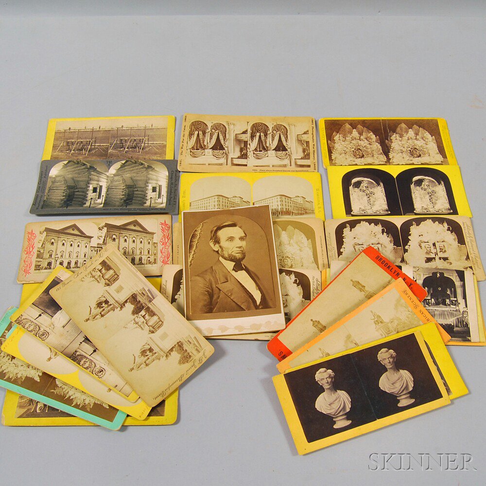 Appraisal: Twenty-four Abraham Lincoln-related Stereo Viewing Cards and a Portrait of