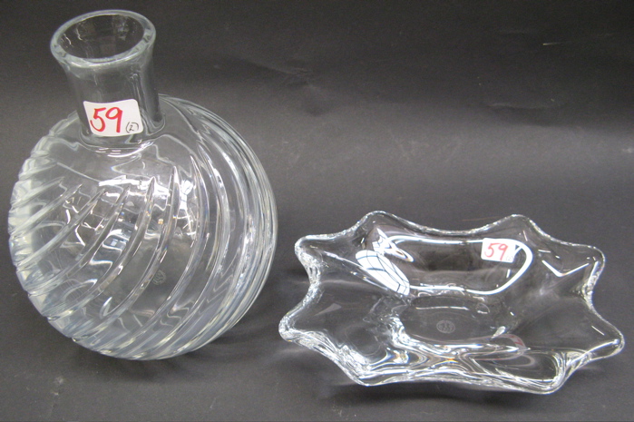 Appraisal: TWO FRENCH BACCARAT CRYSTAL PIECES a vase bulbous form with