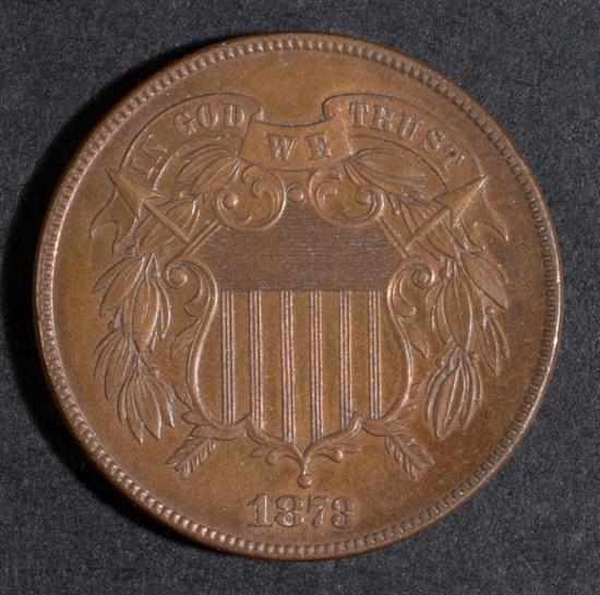 Appraisal: United States bronze two-cent piece Proof with purple and indigo