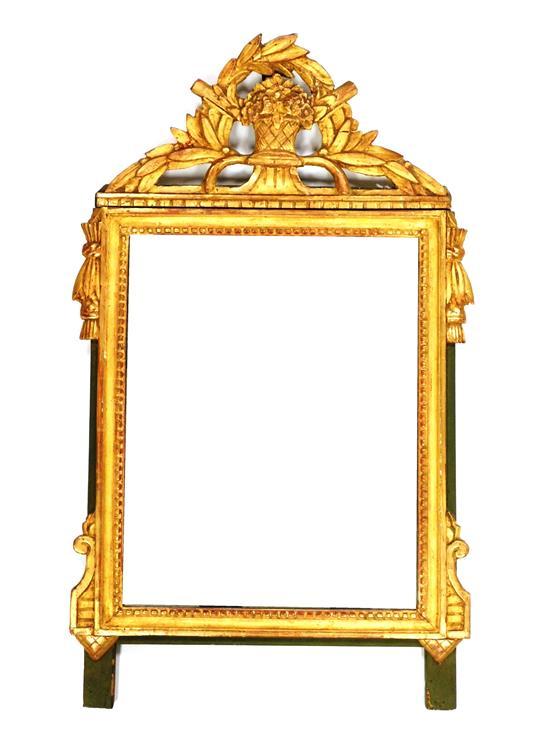 Appraisal: Early giltwood courting mirror pierced and carved frame with floral