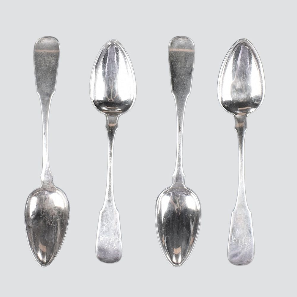 Appraisal: Four C Coin Silver Spoons Four th Century American Coin