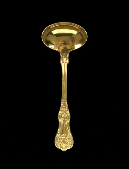 Appraisal: Tiffany Co English King -Pattern Sterling Silver Gilt Sauce Ladle