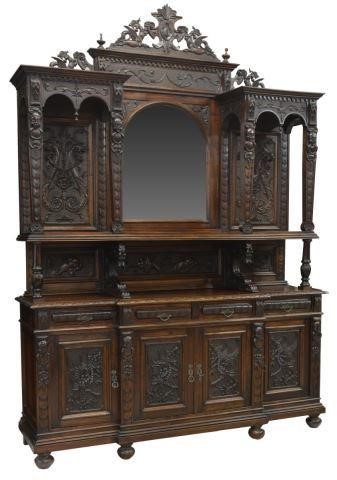 Appraisal: French Renaissance Revival carved walnut sideboard th c entirety heavily