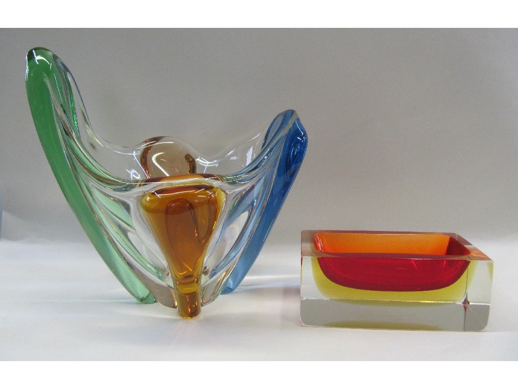 Appraisal: Art glass bowl and dish