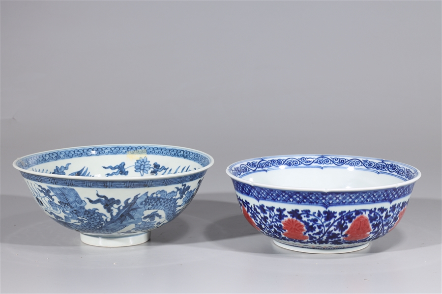 Appraisal: Two Chinese porcelain bowls Ming style blue and white with