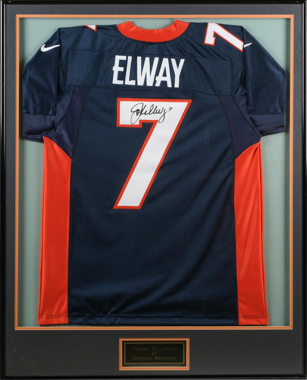 Appraisal: JOHN ELWAY JERSEYsigned and framed x inches frame Condition