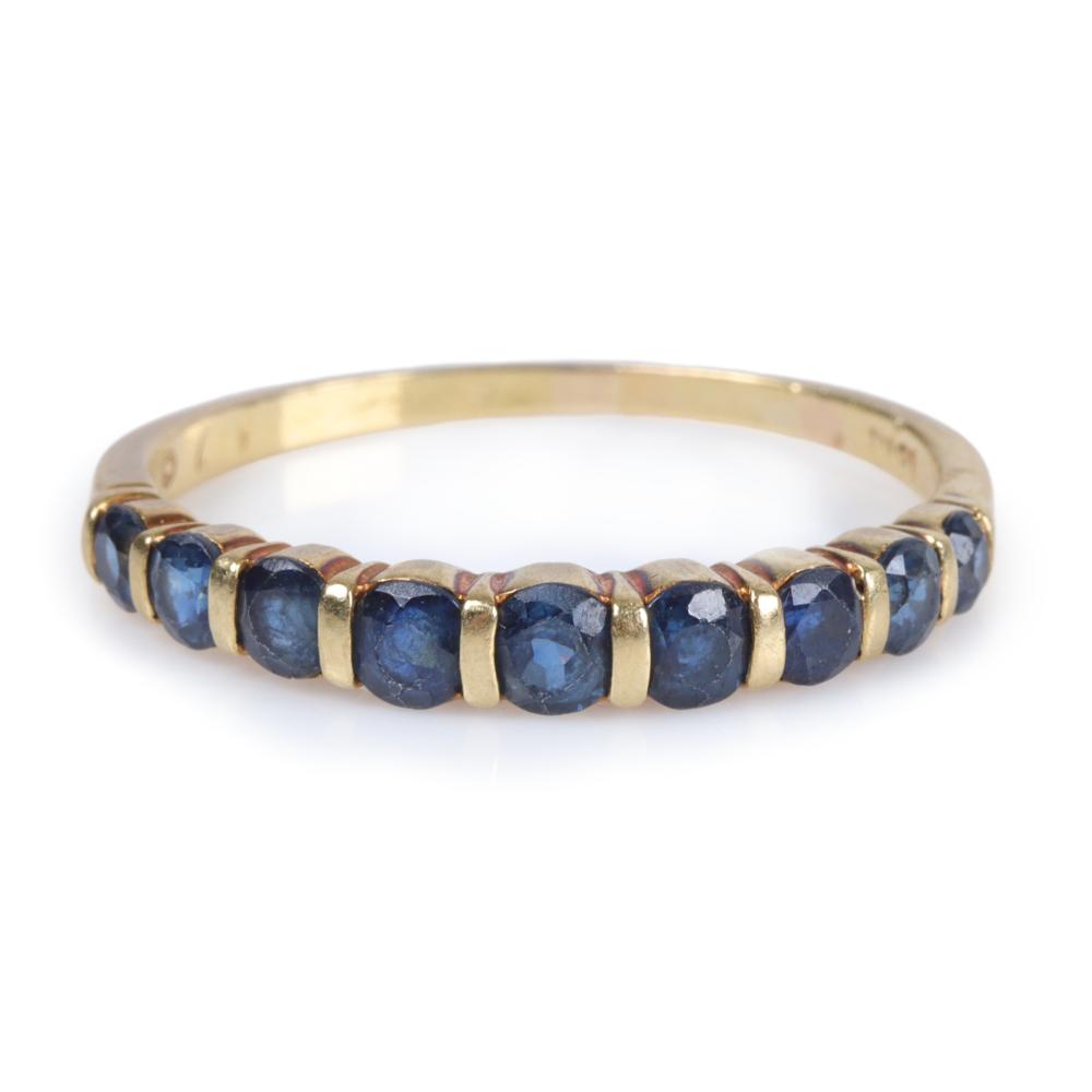 Appraisal: K yellow gold blue sapphire stacking ring dwt Confirmed funds