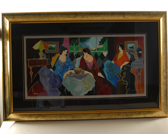 Appraisal: Itzchak Isaac Tarkay b Ladies Tea a serigraph with certificate