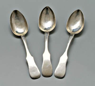 Appraisal: Three Russian silver spoons shaped handles downturned marks for U