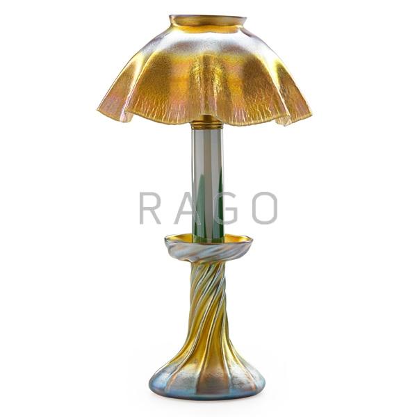 Appraisal: TIFFANY STUDIOS Gold Favrile candle lamp Condition Report Excellent condition