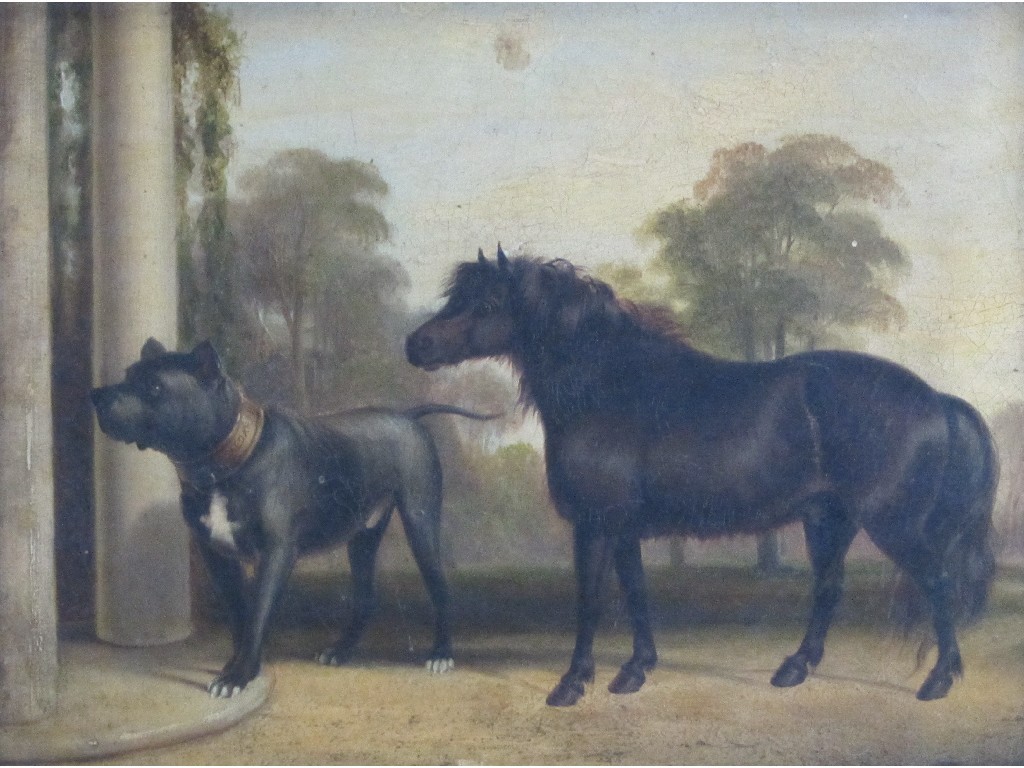 Appraisal: GEORGE COLE - BULL MASTIF AND PONY Oil on board