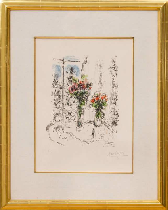 Appraisal: MARC CHAGALL - COUPLE AUX DEUX BOUQUETS Lithograph in colors