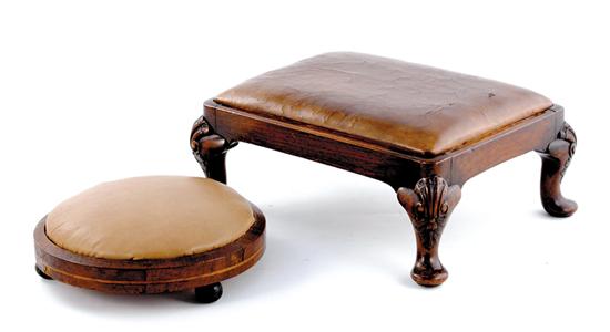 Appraisal: Two walnut footstools th century one round one rectangular with