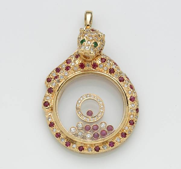 Appraisal: A diamond and ruby pendant estimated total diamond weight carats